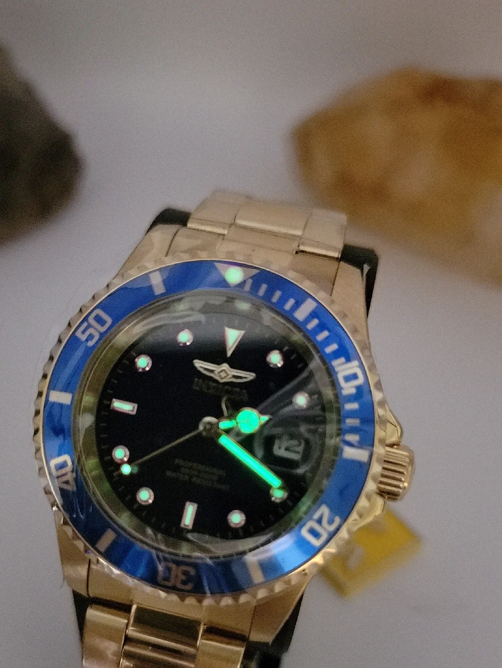 NWT Invicta Pro Diver Coastpath Men's Watch Purple Dial - 40mm Gold 26974